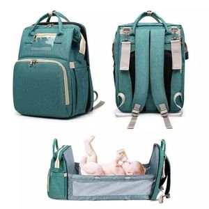 NWOT 4-In-1 Diaper Bag with Changing Station/Crib - Teal Green